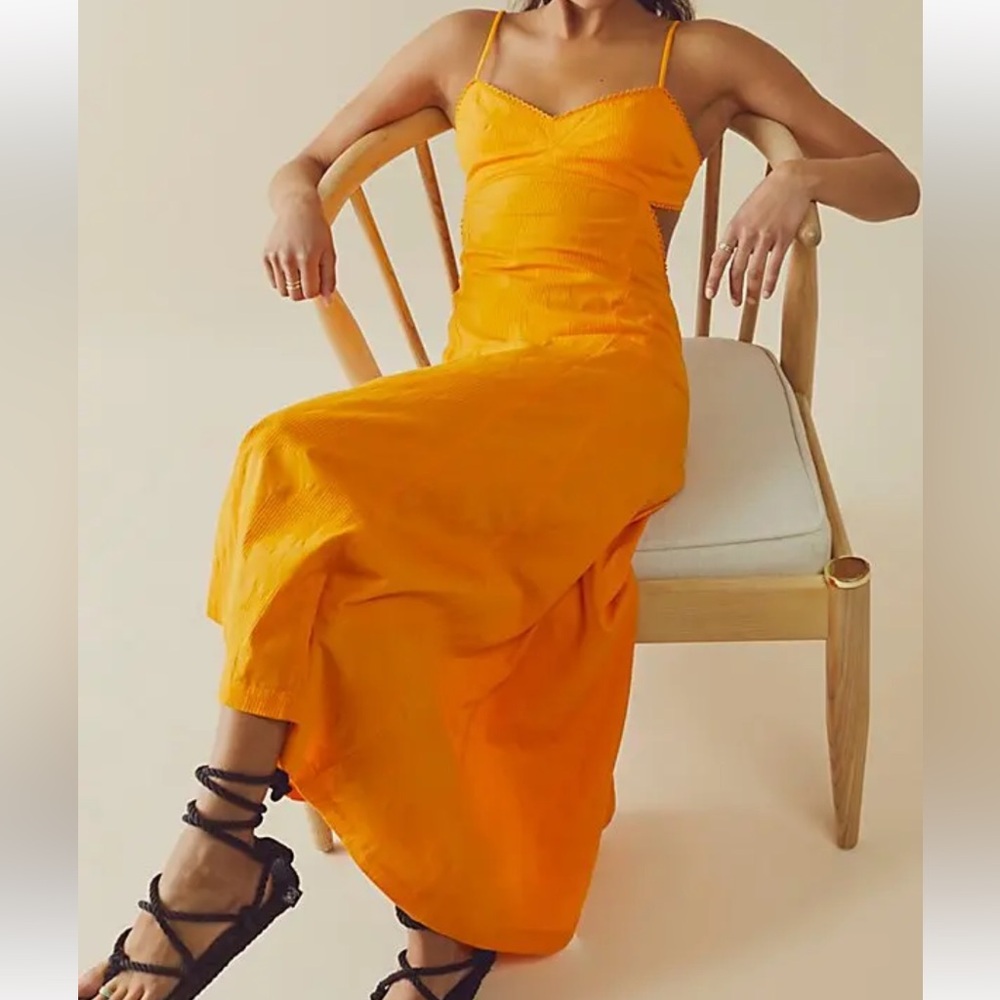 Free People Spaghetti-Strap Maxi Dress in Bright Orange